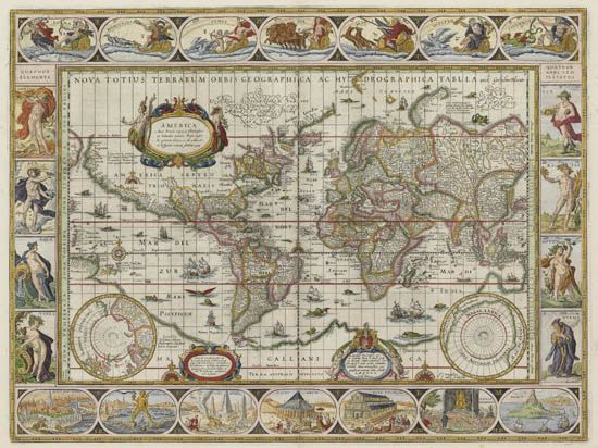 BLAEU, WILLEM and JAN. Nova Totius Terrarum Orbis Geographica ac Hydrographica Tabula.
